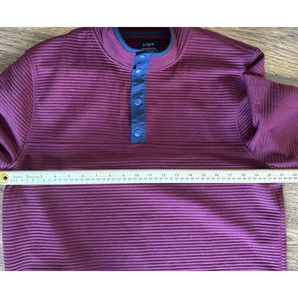 J.Crew Authentic Fleece Ribbed Snap Pullover Sweatshirt Men M